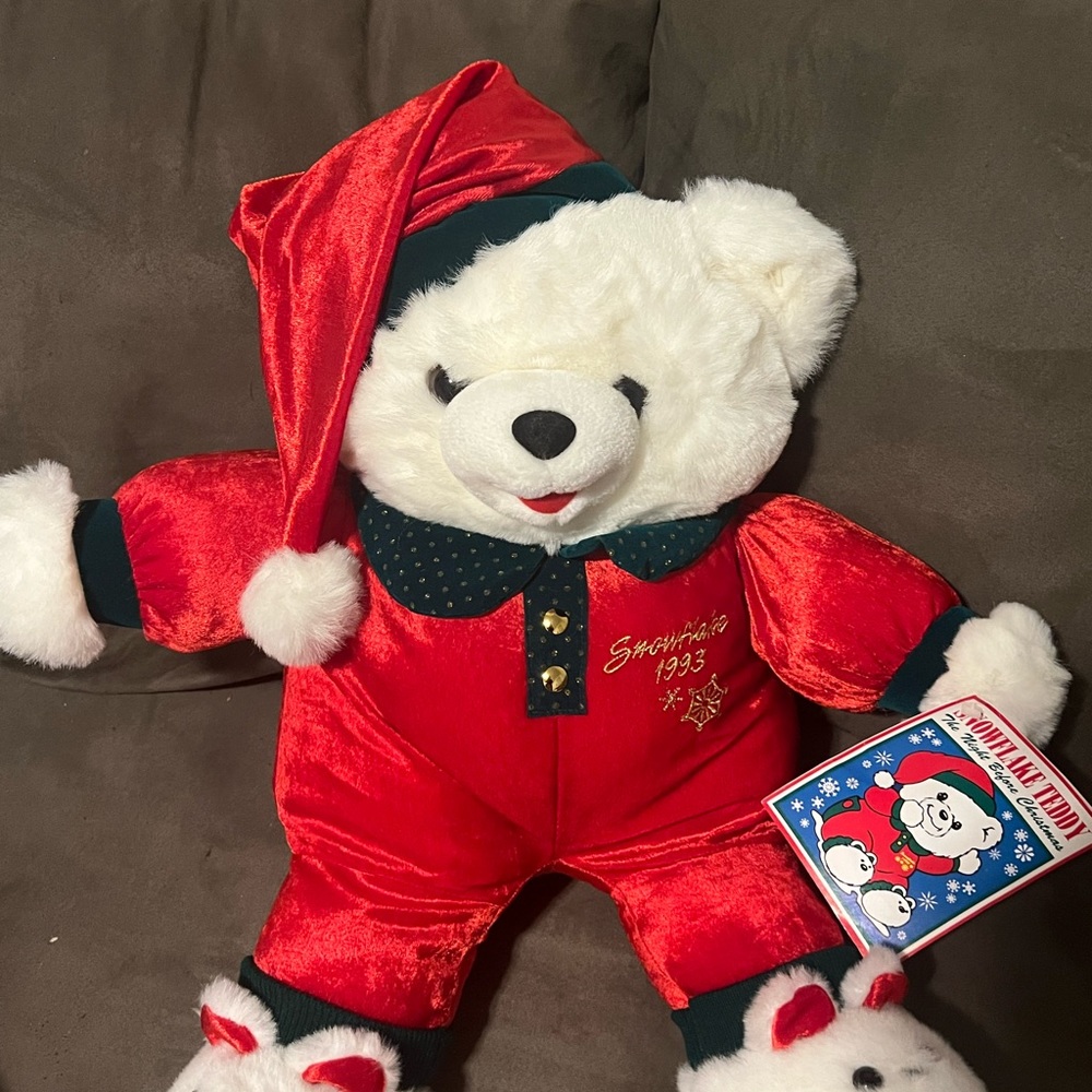 Snowflake 1993 Christmas Bear W/ Book - Picture 4 of 8